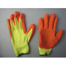 10g Polyester Liner Orange Latex beschichteter Handschuh
